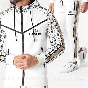 Survêtements pour hommes 2022 Mode Casual Hip Hop Hommes Sweat à capuche Ensemble d'impression de voiture Automne WinterJacket + PantsMen Survêtement 2 pièces Ensemble T230921