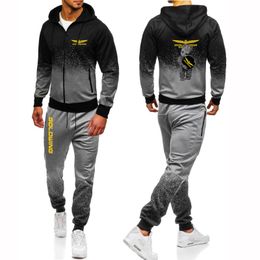 Tracksuits voor heren 2022 Goldwing GL1800 Autumn Men Fashion Print Set Sweatshirt broek Pakken Gradiënt Casual Jacket Trousers Tracksuit