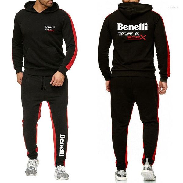 Survêtements pour hommes 2022 Hommes Mode Benelli TRK 502X Impression Sweats à capuche à manches longues Pantalon Ensemble Mâle Survêtement Sport Costume Gyms Sportswear