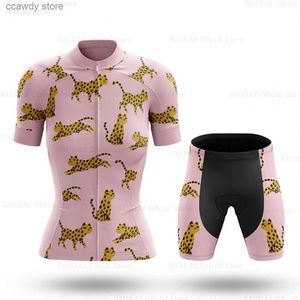 Heren Trainingspakken 2022 Roze Dames Zomer Korte Seve Wielrenkleding Anti-Uv Shorts Uniform Set Outdoor Mtb Bike Tops Pak bicyc Kleding Shirs T231109