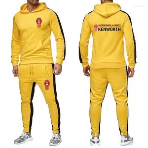 Tracksuits voor heren 2022 Spring herfst Kenworth Logo Print Custom Made Warm Splited Men Pullover Hoodie Pak Pocket Casual Man Sportswear Set