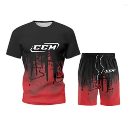Chándales para hombres 2022 Summer Men's Top Camiseta Traje CCM Logo Moda Novela Tendencia Casual All-Match Cordones Shorts