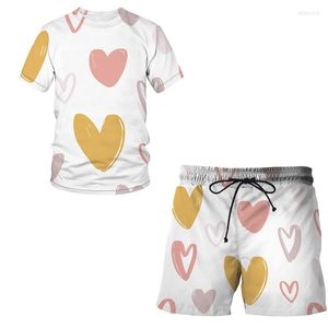 Survêtements pour hommes 2023 3D Abstract Graffiti Series T-shirt à manches courtes Costumes Homme / Femme Top Shorts 2pcs Ensembles Costume de sport Vêtements décontractés