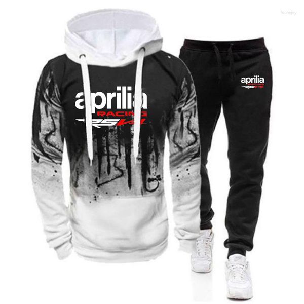 Survêtements pour hommes 2023 Aprilia Racing RSV4 Hight Quality Manches longues Gradient Color Hooded Hoodies Tops Two Piece Suit Casual Sweatpant