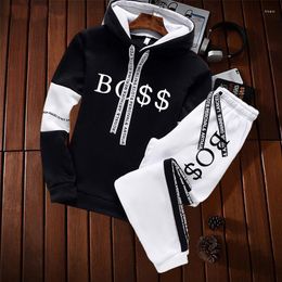 Tracksuits voor heren 2023 Herfst- en winterkleding Hoodies Broek Twee -delige set Letter Afdrukken Tracksuit Sweatshirt Jogging Sweatpants