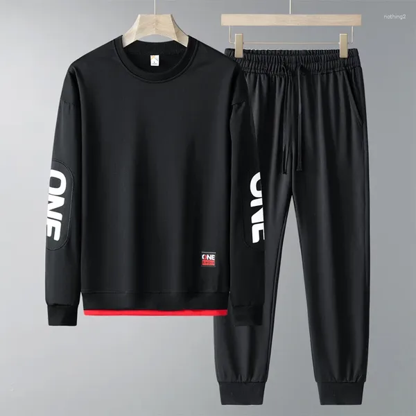 Survêtements pour hommes 2023 Automne Hommes Ensembles longs Hip Hop Mode Survêtement Sweat-shirt et Joggers Deux pièces Ensemble Patchwork Streetwear Outfit