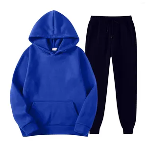 Survêtements pour hommes 2023 Automne Solide Sweat-shirt à capuche Costume Hommes Femmes Streetwear Vêtements de sport Imprimer Jogging Sweats à capuche Pantalon de survêtement Deux pièces