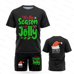 Suits-survêtement masculins 2023 T-shirt de Noël Ensemble de marque de marque Graphique graphique Santa Claus Tree Western Holiday Kids Top Shorts