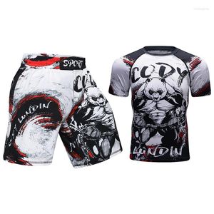 Trainingspakken voor heren 2023 Cody Lundin 3D-geprint MMA-pak voor heren Bjj Rash Guard Jiu Jitsu-shorts Hardlopen Sportsqwear