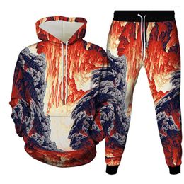 Survêtements pour hommes 2023 Coloré Vortex 3D Imprimer Hommes Femmes Survêtement Ensembles Mode Sweat à capuche et pantalon 2pcs Pull surdimensionné Vêtements de sport