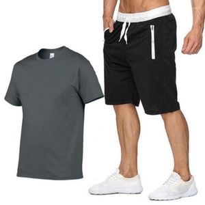Survêtements pour hommes 2023 coton-été 2023deux pièces ensemble hommes à manches courtes t-shirt court top shorts design mode AXZ