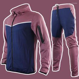 Chándales para hombres 2023 Otoño e invierno Deportes Cremallera Sudadera con capucha Traje Pantalones de ocio Conjunto de 2 piezas