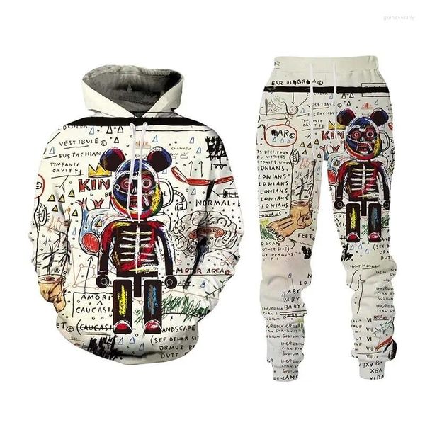 Survêtements pour hommes 2023 Sweats à capuche de dessin animé drôle Impression 3D Sportswear Sweat-shirt Pantalon Ensemble Hip Hop Street Vêtements