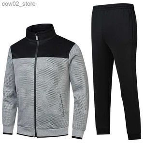 Survêtements pour hommes 2023 Hommes Polyester Survêtement Sportswear Hommes Joggers Pantalons de survêtement Zipper Mâle Sweat Costume Casual Sport Running Set Q230110