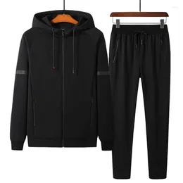 Survêtements pour hommes 2023 Hommes Set Zipper Automne Noir Sportswear Survêtement Mâle Coton Sports Deux 2 Pièces Qualité 9XL 8XL Grande Taille