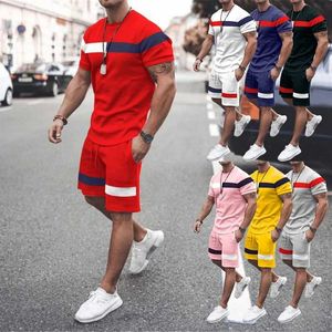 Suits-survêtement masculins 2023 New Green Square Summer 3D Imprimé de survêtement décontracté costume pour hommes courts t-shirts à manches + shorts de rue 2 pièces Q240527