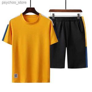 Survêtements pour hommes 2023 Nouveau sport T-shirt ensemble hommes shorts 2 pièces correspondant ensemble hommes T-shirt pull de piste 3171 Q240314