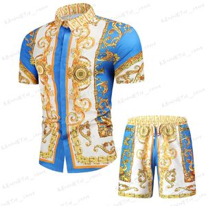 Survêtements pour hommes 2023 Nouvel été T-shirt pour hommes Shorts Set Sportswear Court Rétro Numérique 3D Impression Casual Mode Y2k Surdimensionné 2 pièces Ensemble M-4XL T240126