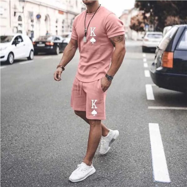 Chándales para hombres 2023 Nuevo verano para hombre Moda casual Camiseta impresa + Pantalones cortos de playa Camiseta con cuello en O para hombre 2 Tamaño asiático XS-6XL J240305