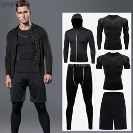 Survêtements pour hommes 2023 Costume de sport Ensembles de course pour hommes Respirant Jogging Basketball Sous-vêtements Collants Sportswear Yoga Gym Fitness Survêtement ClothesL231016