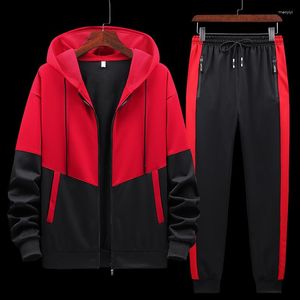 Survêtements pour hommes 2023 printemps et automne survêtement loisirs sport costume à capuche à manches longues manteau veste botte pied pantalon deux pièces ensemble