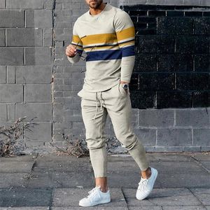 Chándales para hombres 2023 Conjunto de primavera Impresión 3D Camiseta de manga larga Jogging Streetwear Casual Dos piezas Masculino Hombres de gran tamaño Traje deportivo