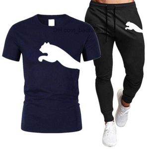 Survêtements pour hommes 2023 Marque de vêtements d'été Vêtements d'athlétisme pour hommes T-shirt Pantalons Sports 2PK Jogging Pantalons de survêtement à manches courtes Z230719