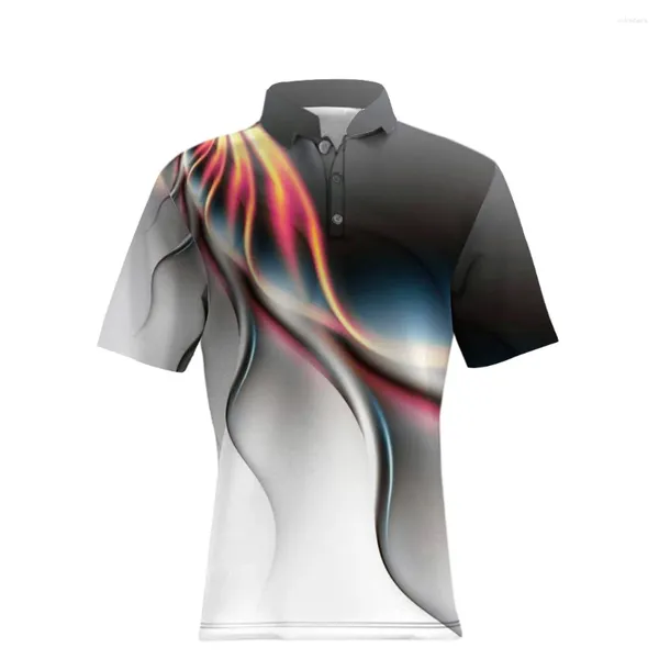 Survêtements pour hommes 2023 Été Impression numérique Effet de couleur 3D Jeune bouton décontracté Polo Shirt