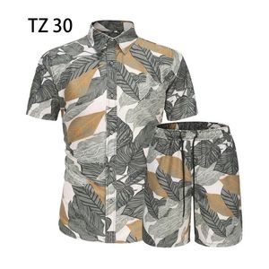 Survêtements pour hommes 2023 été commerce extérieur imprimé à manches courtes chemise mince hawaïen plage décontracté Shorts deux pièces ensemble