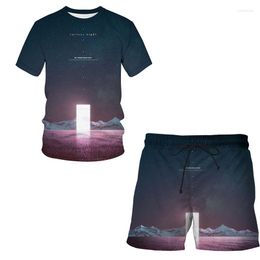 Tracksuits voor heren 2023 Zomernachtweergave Kinderpak met korte mouwen 3D-drukman / vrouw Casual Fashion Shorts T-shirt Tops