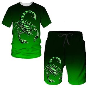 Tracksuits voor heren 2023 Summer Scorpion 3D Gedrukte T -shirt Sportkleding Korte mouw Top Shorts Graphic Street Suit 230715