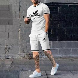 Tracksuits masculin 2023 t-shirt shorts de plage ensemble 3d couleur solide marque imprimer mode décontracté