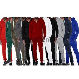 Survêtements pour hommes 2023 Velvet Hooded European and American Men's Suit Autumn and Winter Sports Men's Solid Color Leisure Sports Suit Trend J230821