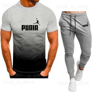 Survêtements pour hommes 2023S Vente chaude Nouveaux tricots pour hommes + pantalons Ensemble de sport pour hommes Marque Impression Casual Mode Coton T-shirt à manches courtes S T230910