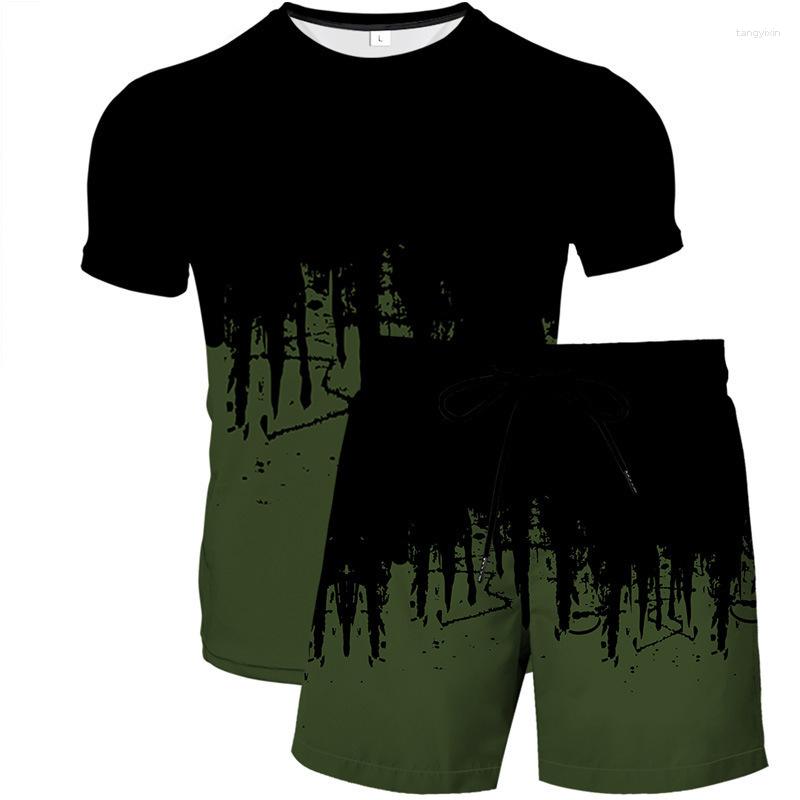 Herren-Trainingsanzüge 2024 3D-Druck Kurzarm-Shorts Zwei-teiliger abstrakter T-Shirt-Anzug und lässiger Trend für Frauen