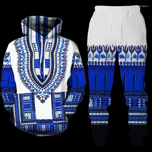 Survêtements pour hommes 2024 African Print Couple Sweats à capuche Pantalon Survêtement Hommes Mode Vêtements à manches longues Automne Hiver Femmes Vêtements Costumes Manteaux