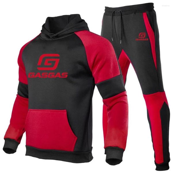 Chándales para hombres 2024 Otoño Invierno Chándal Motocicletas GasGas Impreso 2 piezas Conjunto Sudadera Pantalones de chándal Pareja Sudaderas con capucha Traje Ropa