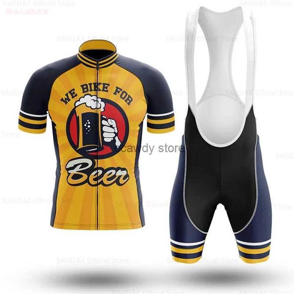 Chándales para hombres 2024 Patrón de cerveza Conjuntos de bicicletas Equipo de ciclismo Jersey Bib Shorts Trajes para hombre Camisa corta Seve Ropa Maillot CiclismoH2421