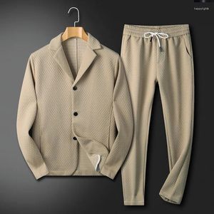 Survêtements pour hommes 2024 Marque de haute qualité Veste de costume Simple boutonnage Casual Ensemble de plein air Pantalon EU US TAILLE