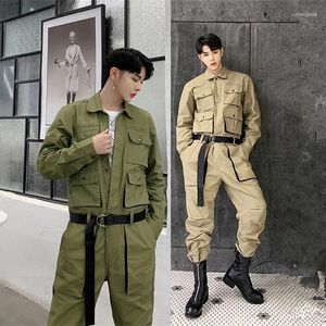 Chándales para hombres 2024 Moda Mono Hombres Monos Monos de una pieza Mamelucos Ropa de trabajo masculino Pantalones Pantalones Hip Hop Bolsillos Diseñador Cargo Wear