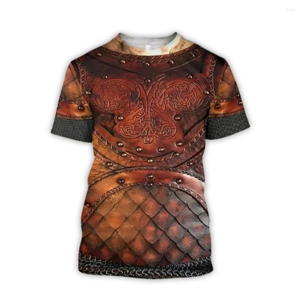 Survêtements pour hommes 2024 Rétro Cuir Armor 3D T-shirt imprimé Été Classique Casual O-Cou Manches Courtes Mode Taille Lâche Top