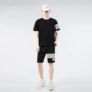 Survêtements pour hommes 2024 Ensembles solides T-shirt Shorts Mode Lettre numérique Impression Tow-Pièce Summer Daily Casual Vêtements Street Wear pour hommes