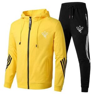 Tracksuits voor heren 2024 Spring en herfst Nieuwe heren Tracksuit Hoge kwaliteit Casual Jacket 2 -delige set Y240508