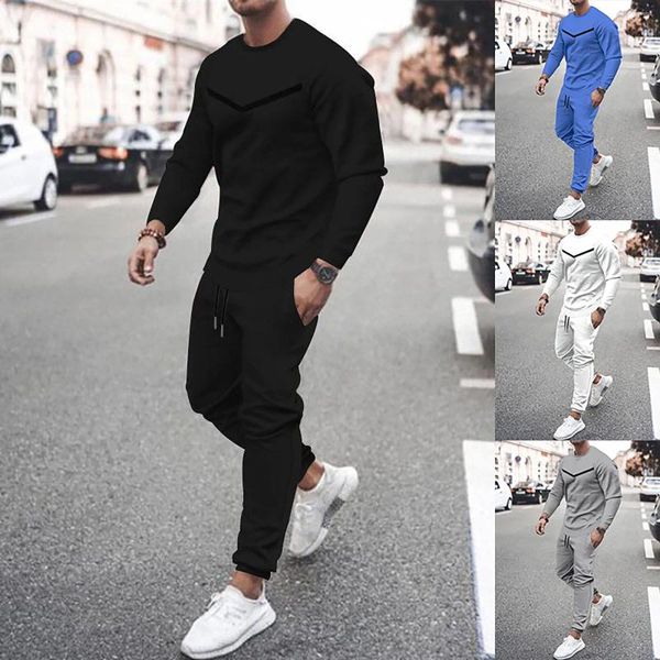 Survêtements pour hommes 2024 Printemps Automne Manches longues T-shirt Sweatpant Costume Hommes O-Cou Sweat-shirt Streetwear Slim Fit Sports Ensembles Marque