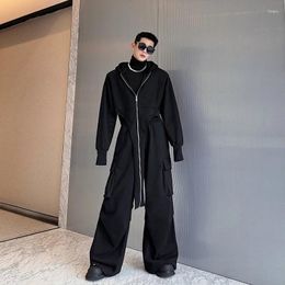 Heren tracksuits 2024 lente mode persoonlijkheid asymmetrisch ontwerp high street cooded jas baggy casual broek mannen tweedelige sets jassen