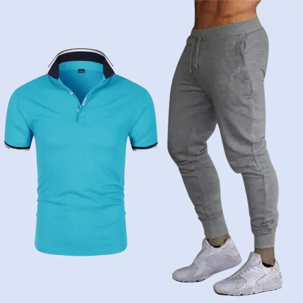 Spares de canciones para hombres 2024 Moda informal de verano Manija corta Posto Traje Traje de negocios Hombres de negocios 2 piezas Pantalones de chaqueta