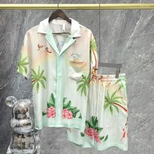 Socistas de canciones para hombres 2024 Summer informal Floral Impresión Conjunto corto de Hip Hop Hop Beach Manga de vacaciones Suitloos