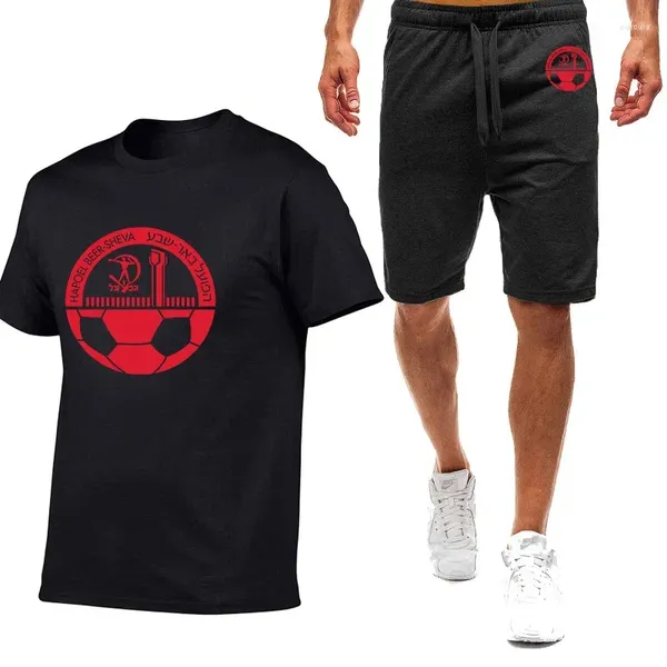 Survêtements pour hommes 2024 Summer Hapoel Beer Sheva Logo Imprimer Sports minces T-shirt à manches courtes Tops Pantalons de survêtement décontractés Jogging Ensembles de couleur unie