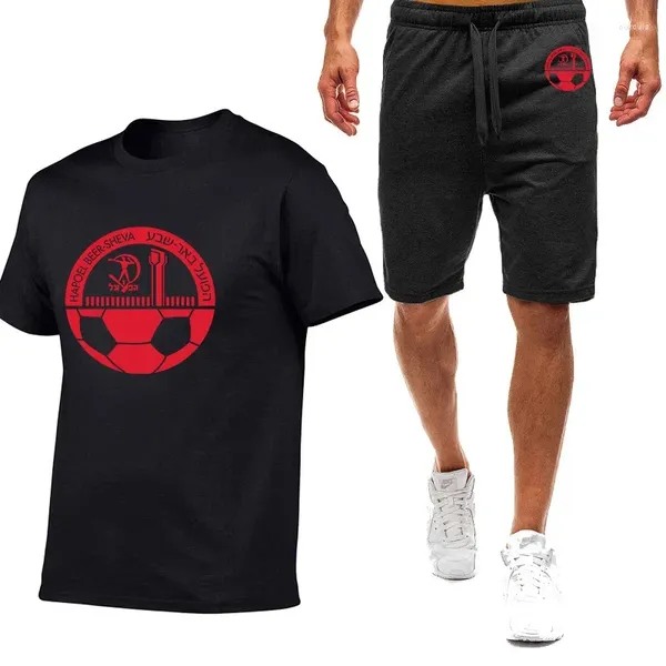 Chándales para hombres 2024 Verano HAPOEL BEER SHEVA Logo Imprimir Deportes finos Camiseta de manga corta Tops Pantalones de chándal casuales jogging Conjuntos de color sólido