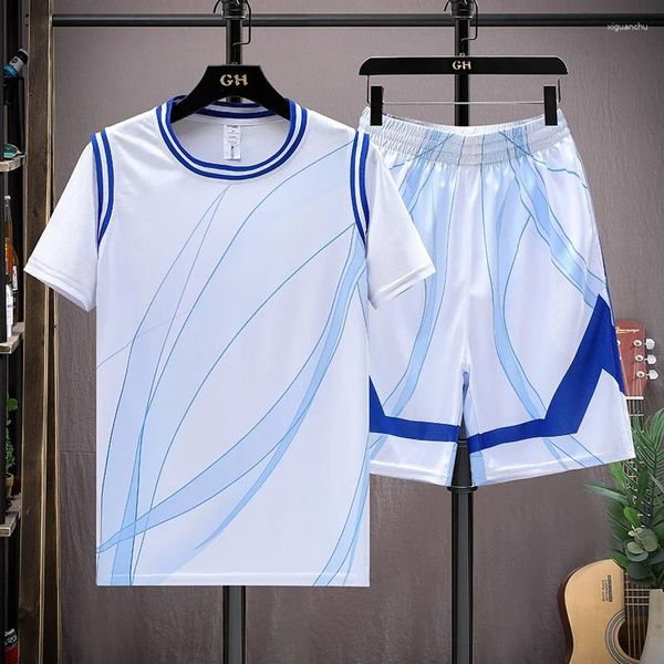 Chándales para hombres 2024 Conjuntos de manga corta de secado rápido de verano Deportes de baloncesto Conjunto de 2 piezas Outwear Top Tees Pantalones hasta la rodilla Chándal